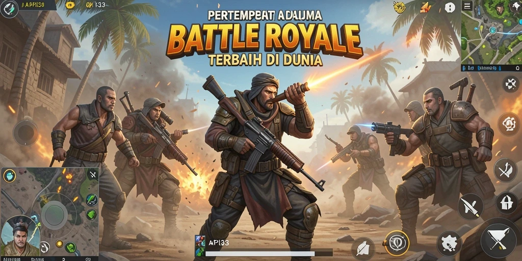 Screenshot menunjukkan intensitas pertempuran seru di API33 Battle Royale.