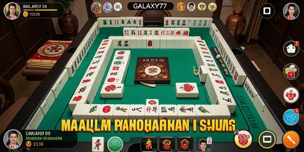 Screenshot GALAXY77 menampilkan gameplay Mahjong yang menarik dan penuh warna.