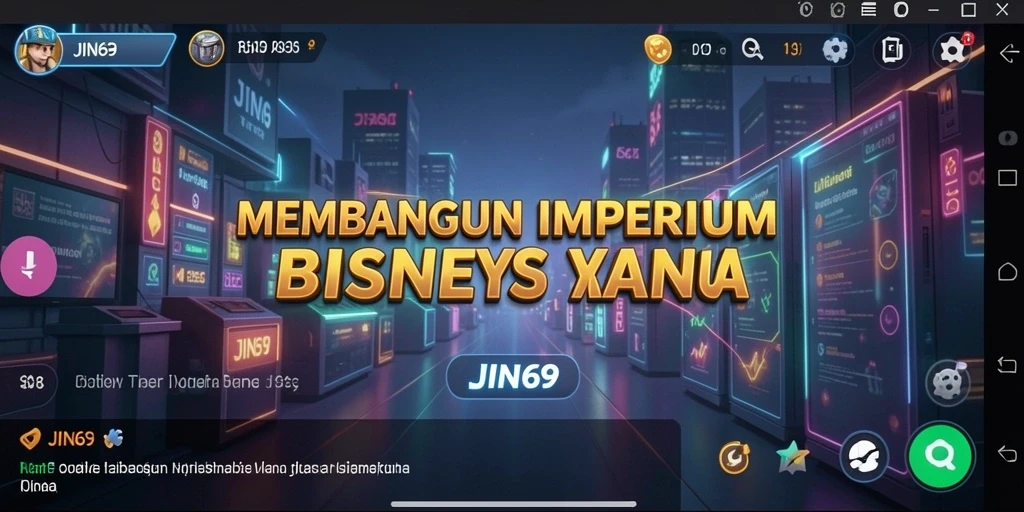 Tampilan gameplay JIN69 dengan elemen manajemen bisnis yang menarik.