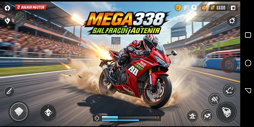 Gameplay seru dalam balapan motor yang mendebarkan.