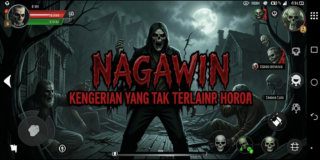 Tampilan gameplay menakutkan dalam NAGAWIN dengan suasana Horror yang mencekam.