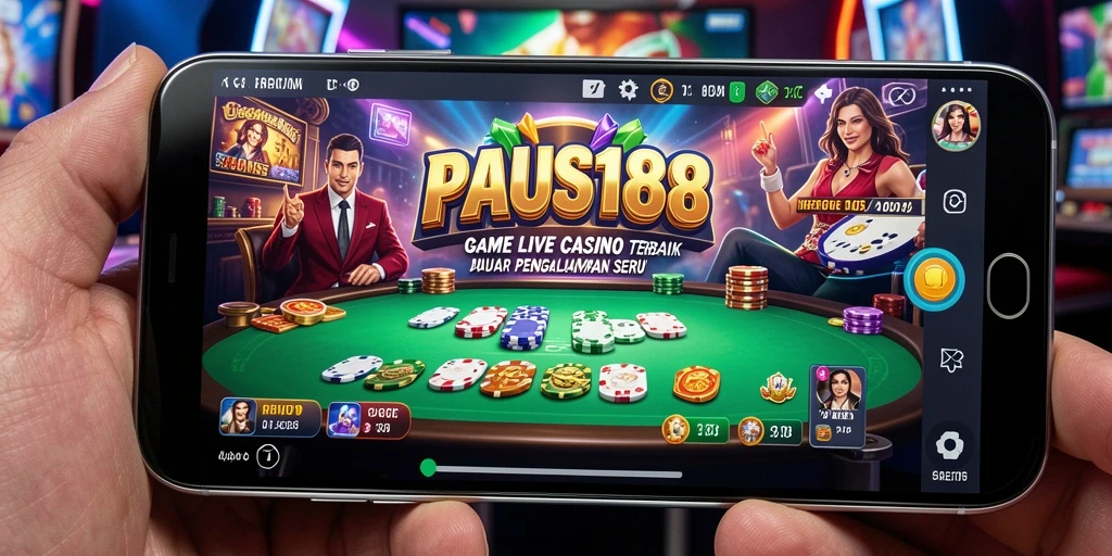 Tampilan utama PAUS188 menampilkan dealer profesional dan permainan Live Casino yang menarik.
