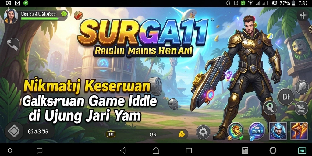 Tangkapan layar utama SURGA11 menampilkan gameplay Idle yang menarik dan interaktif.