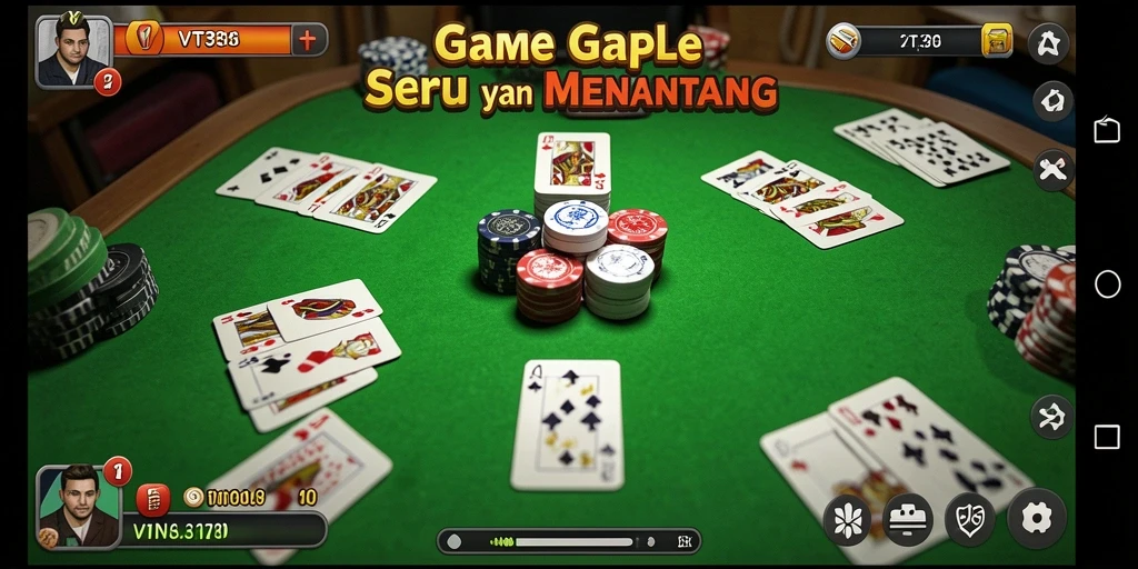 Screenshot utama VT38 menampilkan gameplay seru Gaple yang mengasyikkan.