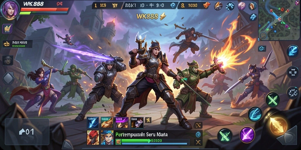 Tampilan gameplay seru dalam game MOBA.