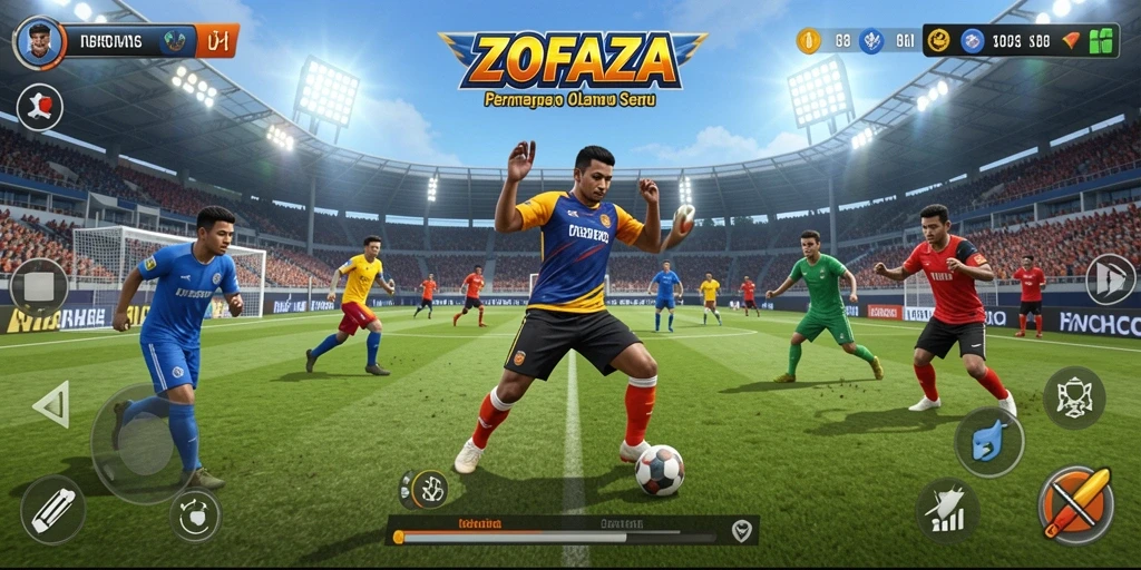 Screenshot aksi seru dalam gameplay ZOFAZA yang menunjukkan adu keterampilan olahraga.